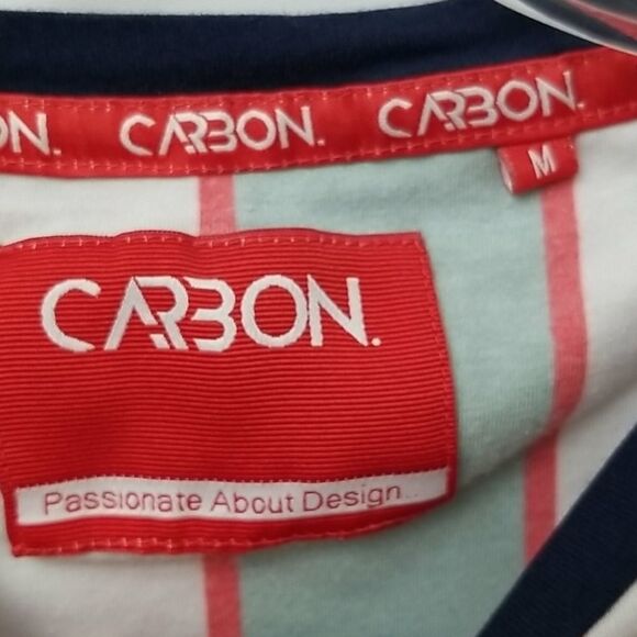 Carbon Shirt Women's Medium Performance Short Sleeve Stripped Work Out - Picture 2 of 7